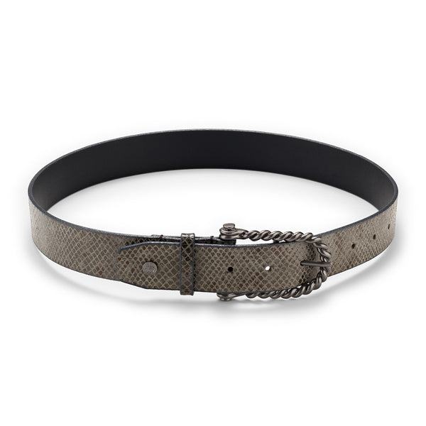Hannah Childs - Python Belt - Gunmetal - Quail Hollow Tack
