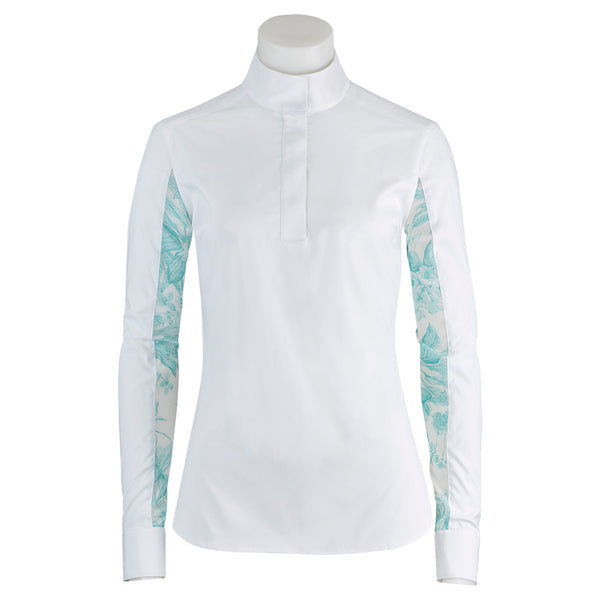 RJ Classics - Ladies Lauren Show Shirt - Aquamarine Floral - Quail Hollow Tack